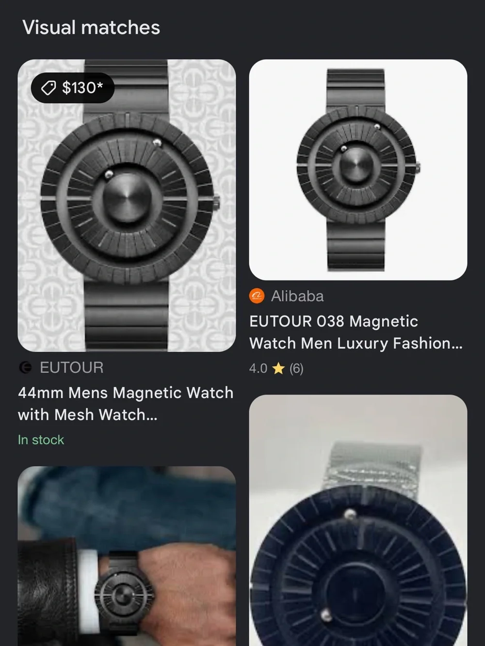 EUTOUR Magnetic Ball-bearing Wristwatch, Black, New in Box